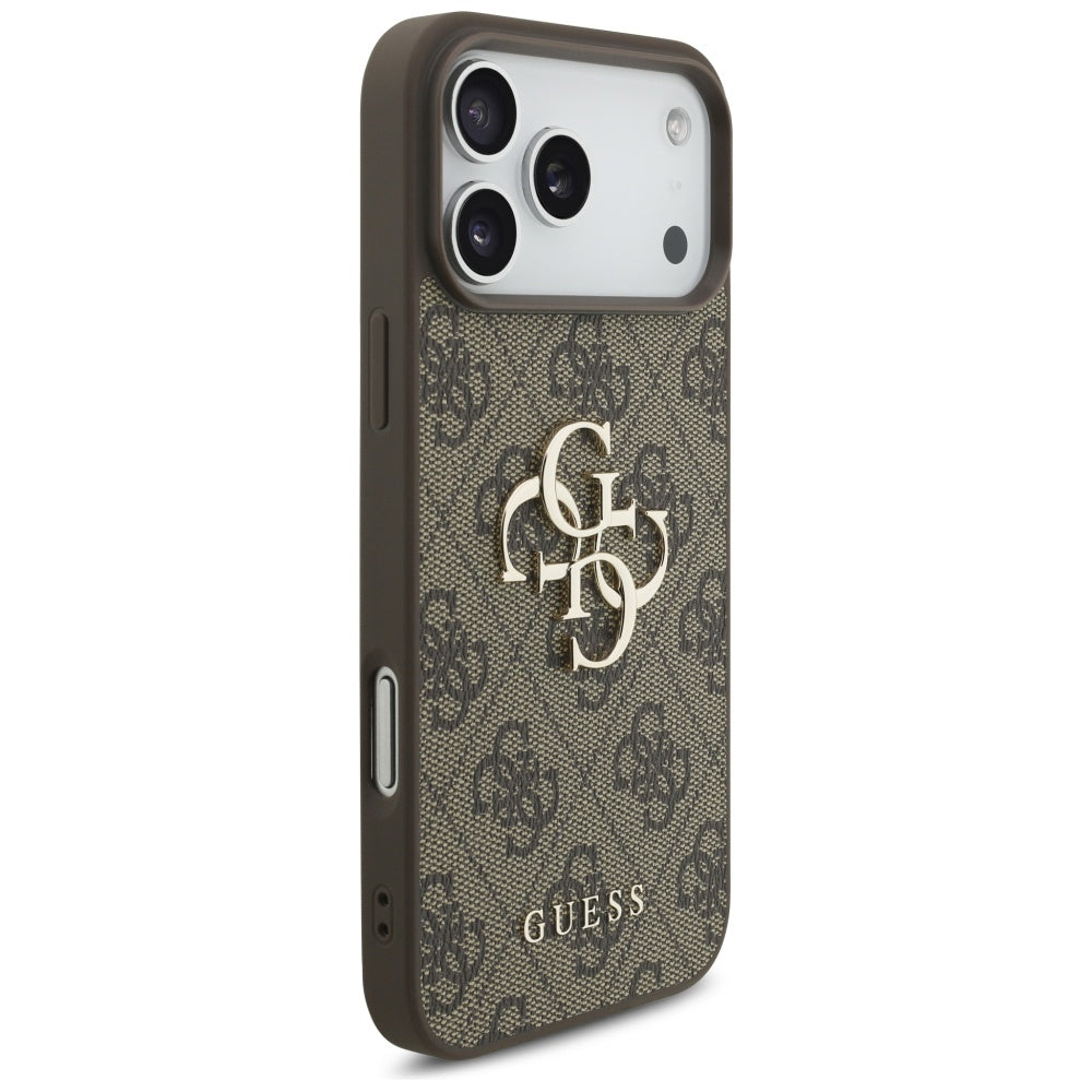 Case for Apple iPhone 17 Pro Max, Guess, 4G Classic Logo with Pearl Strap, Brown