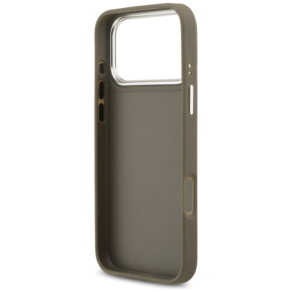 Tok Apple iPhone 17 Pro Max-hoz, Guess, 4G Grained Big And Classic Logo, Barna Ezüst