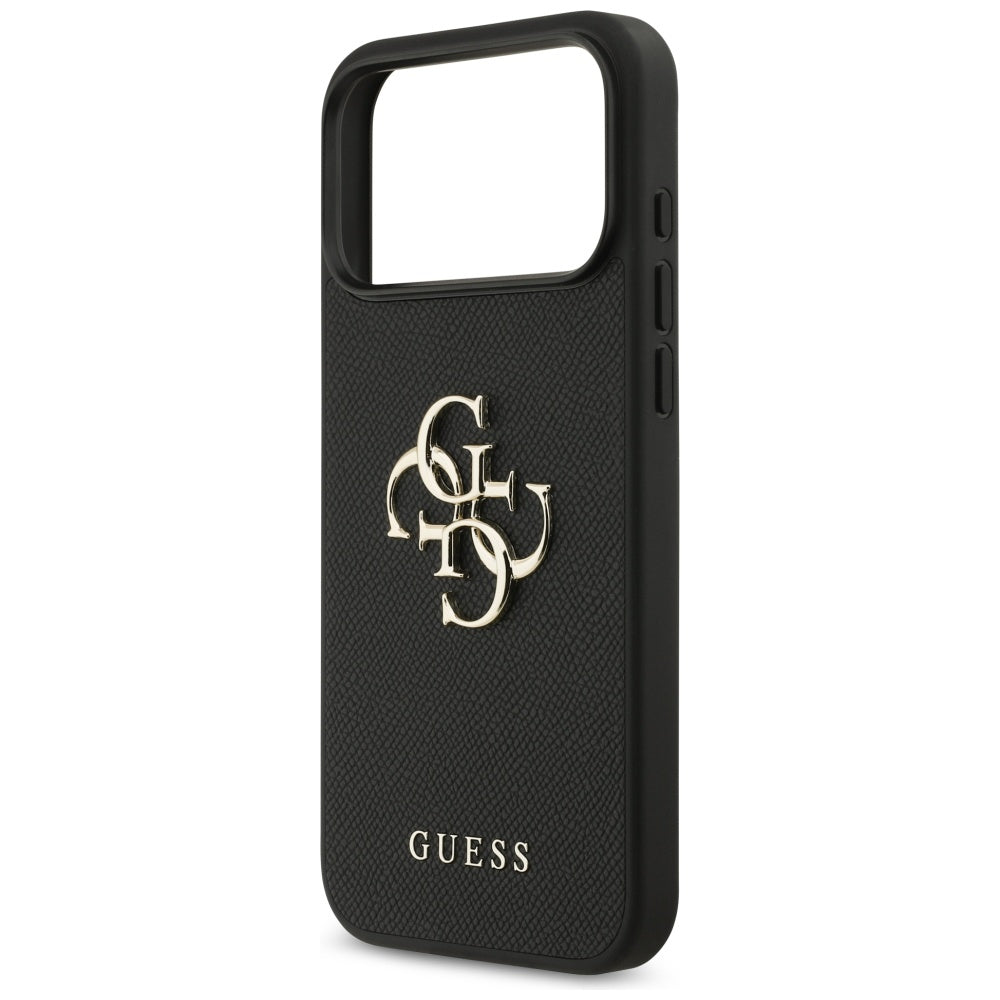Tok a Apple iPhone 17 Pro Max-hoz, Guess, 4G Grained Big and Classic Logo, Fekete