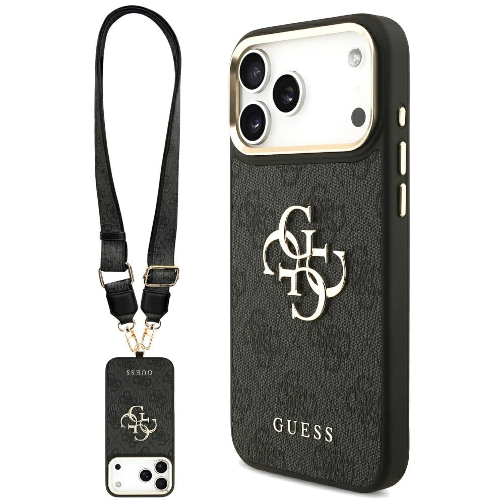 Tok Apple iPhone 17 Pro Max-hoz, Guess, Big 4G Classic Logo with Big Strap, Fekete