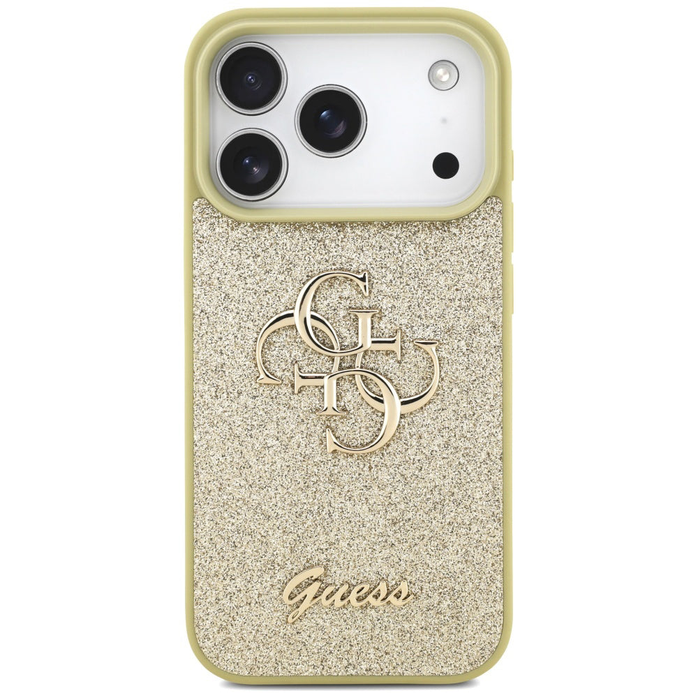 Case for Apple iPhone 17 Pro Max, Guess, Fixed Glitter Big 4G, Gold