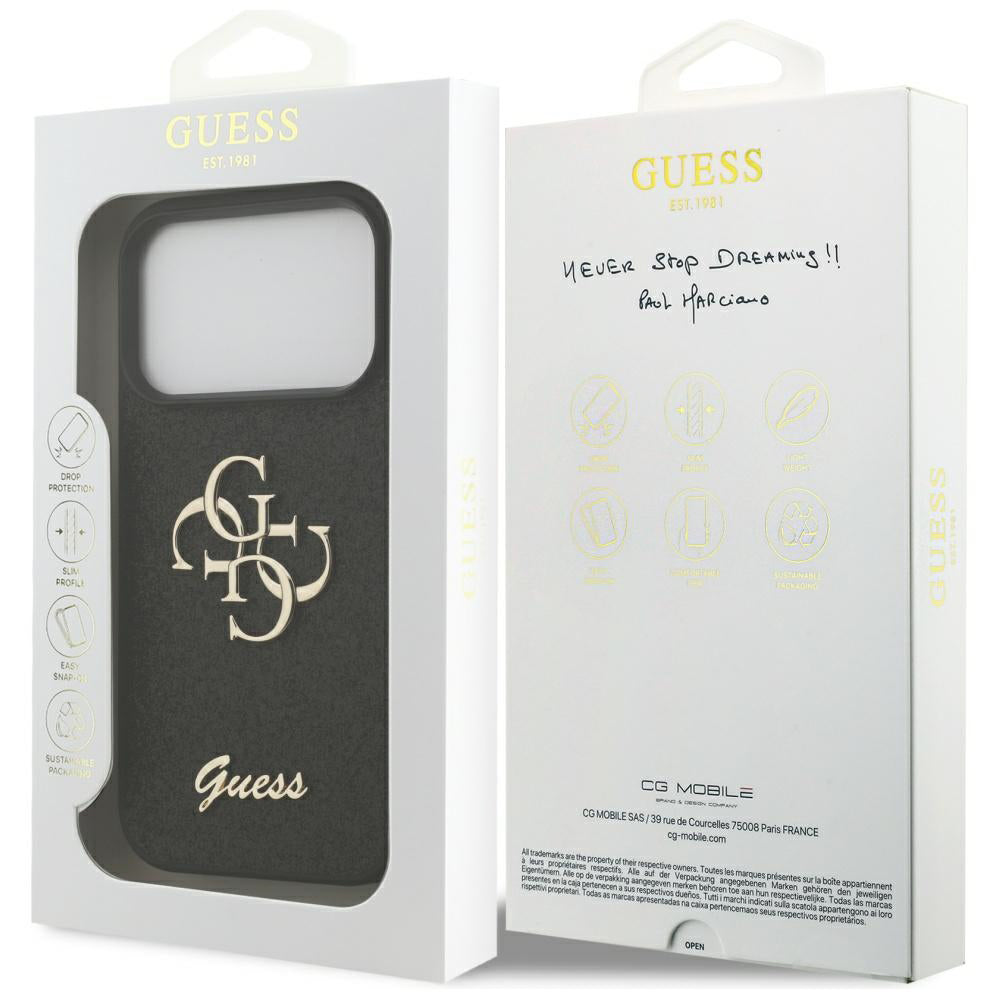 Tok Apple iPhone 17 Pro Max-hoz, Guess, Fixed Glitter Big 4G, Fekete