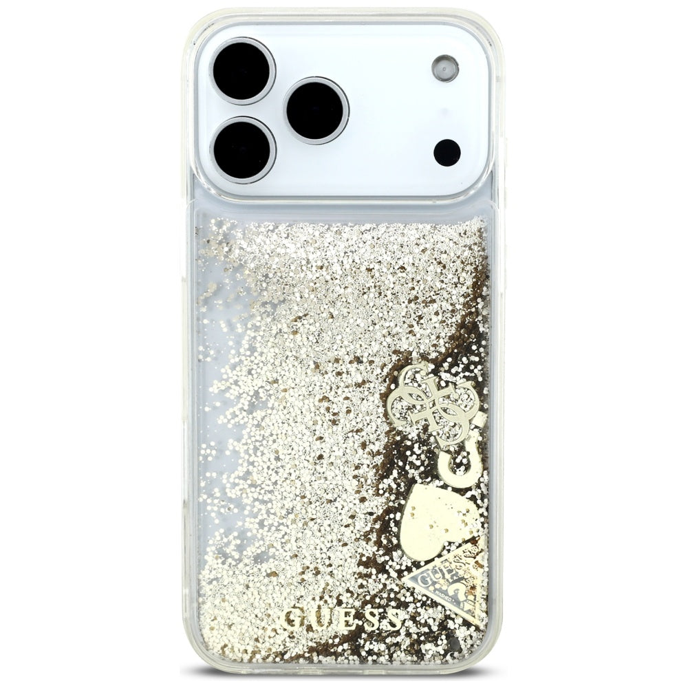 Tok a Apple iPhone 17 Pro Max-hoz, Guess, Liquid Glitter Charms, Arany