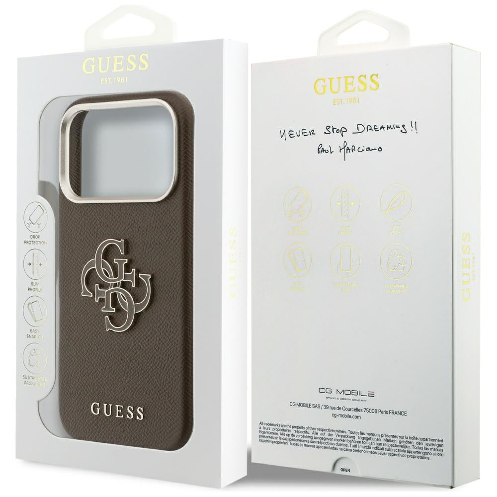 Case for Apple iPhone 17 Pro Max, Guess, Resin Logo, Brown