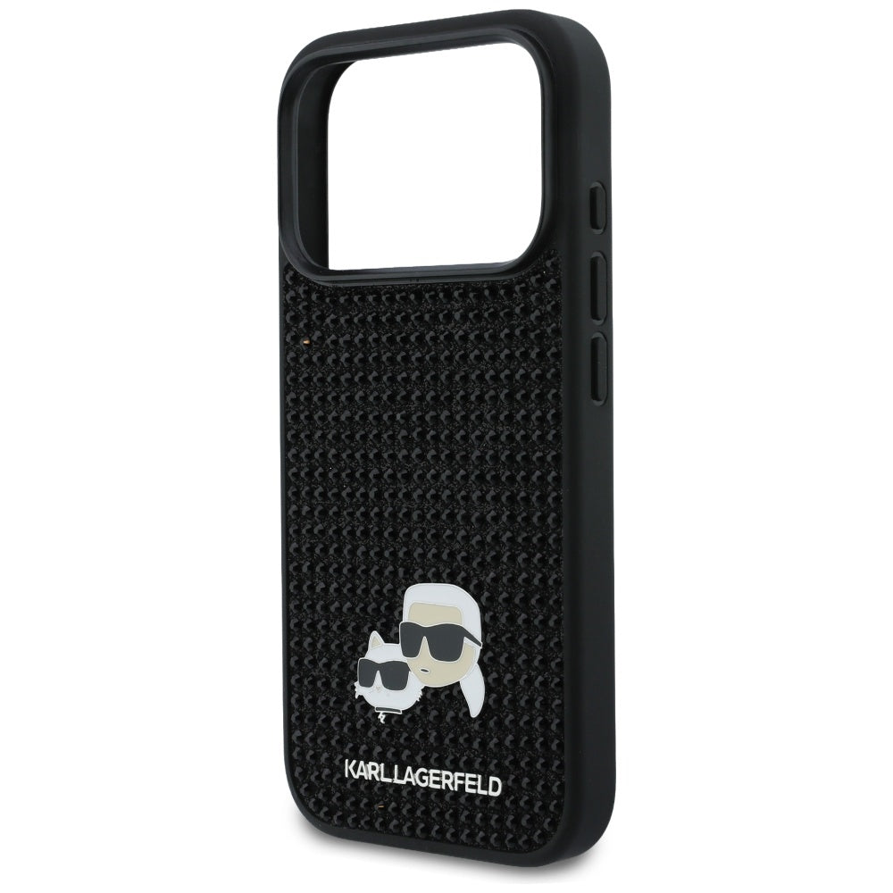 Tok Apple iPhone 17 Pro Max-hoz, Karl Lagerfeld, Rhinestone Karl & Choupette Pins, Fekete
