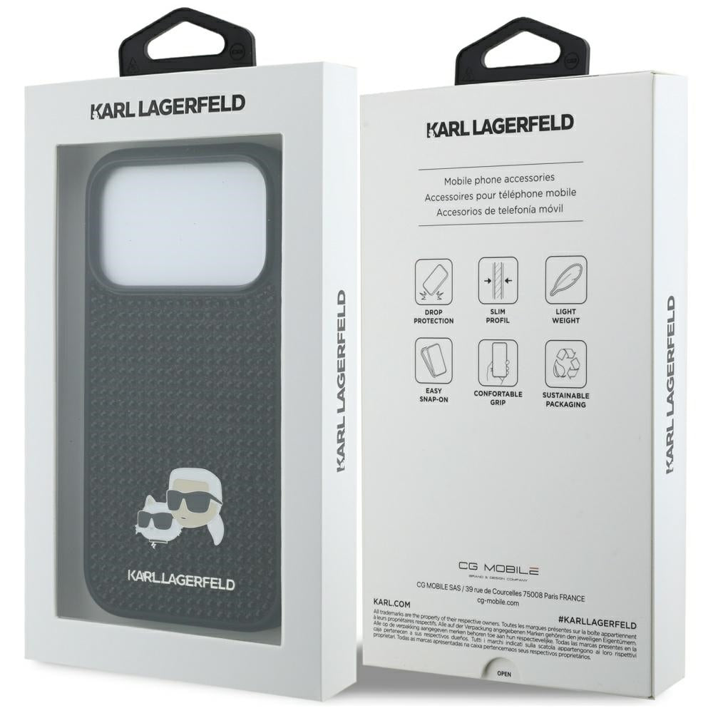 Tok Apple iPhone 17 Pro Max-hoz, Karl Lagerfeld, Rhinestone Karl & Choupette Pins, Fekete