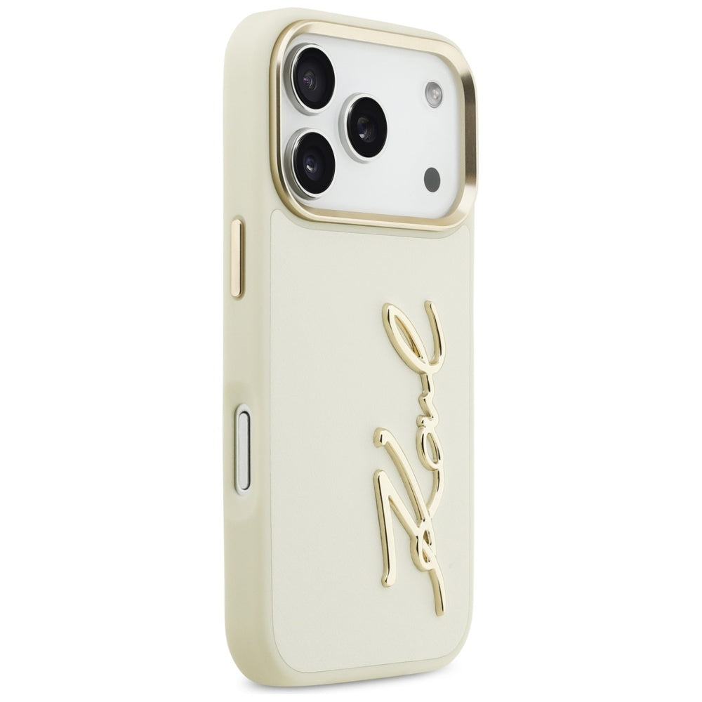 Tok a Apple iPhone 17 Pro Max-hoz, Karl Lagerfeld, Script Logo, Bézs