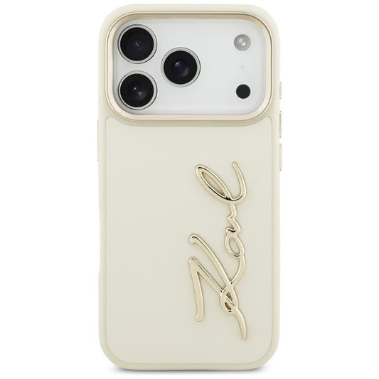 Tok a Apple iPhone 17 Pro Max-hoz, Karl Lagerfeld, Script Logo, Bézs