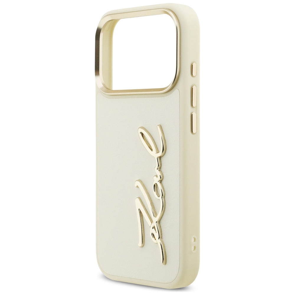 Tok a Apple iPhone 17 Pro Max-hoz, Karl Lagerfeld, Script Logo, Bézs