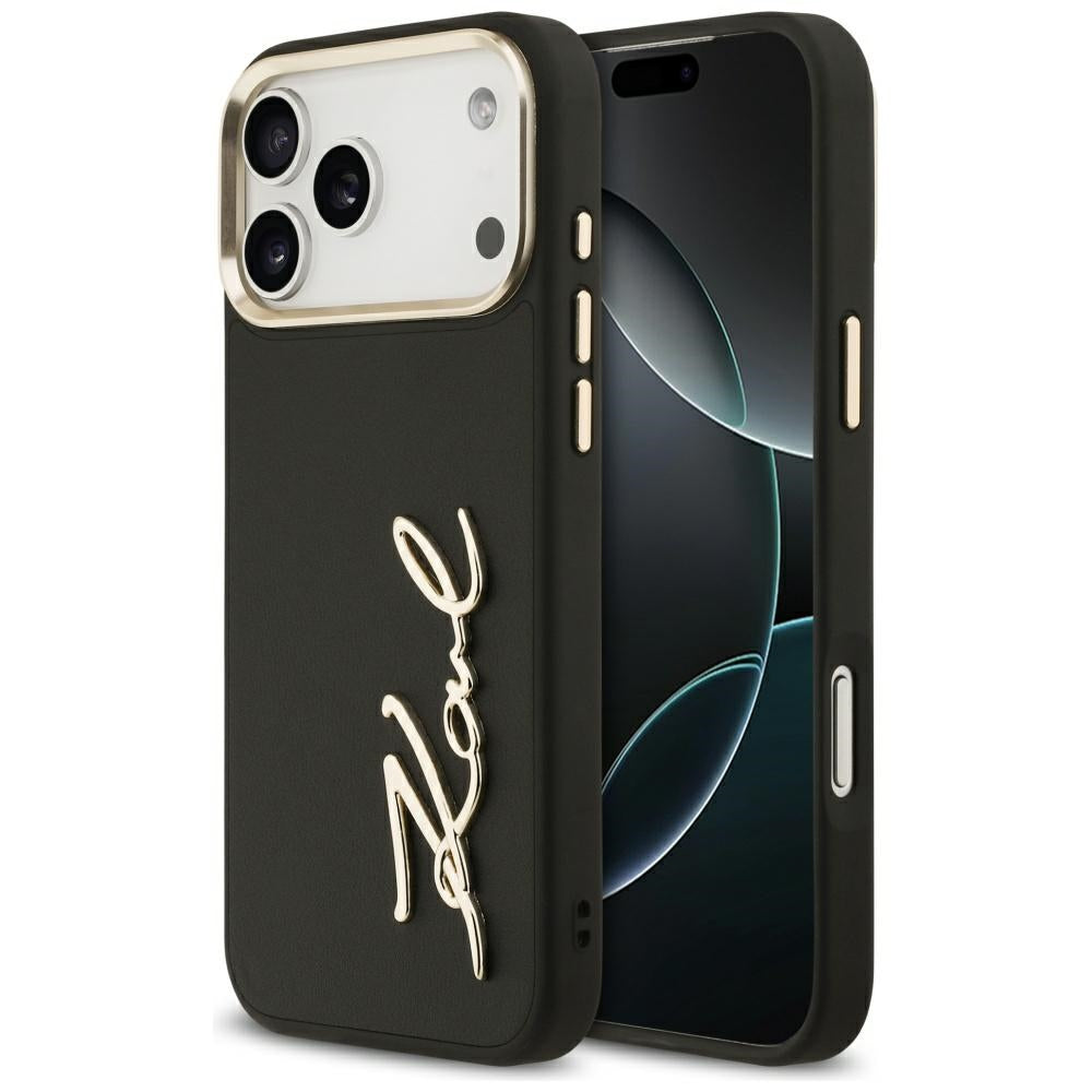 Tok Apple iPhone 17 Pro Max-hoz, Karl Lagerfeld, Script Logo, Fekete