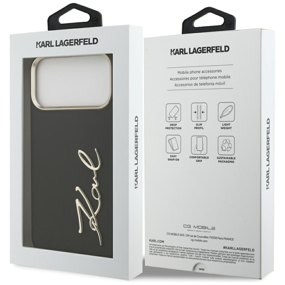 Tok Apple iPhone 17 Pro Max-hoz, Karl Lagerfeld, Script Logo, Fekete