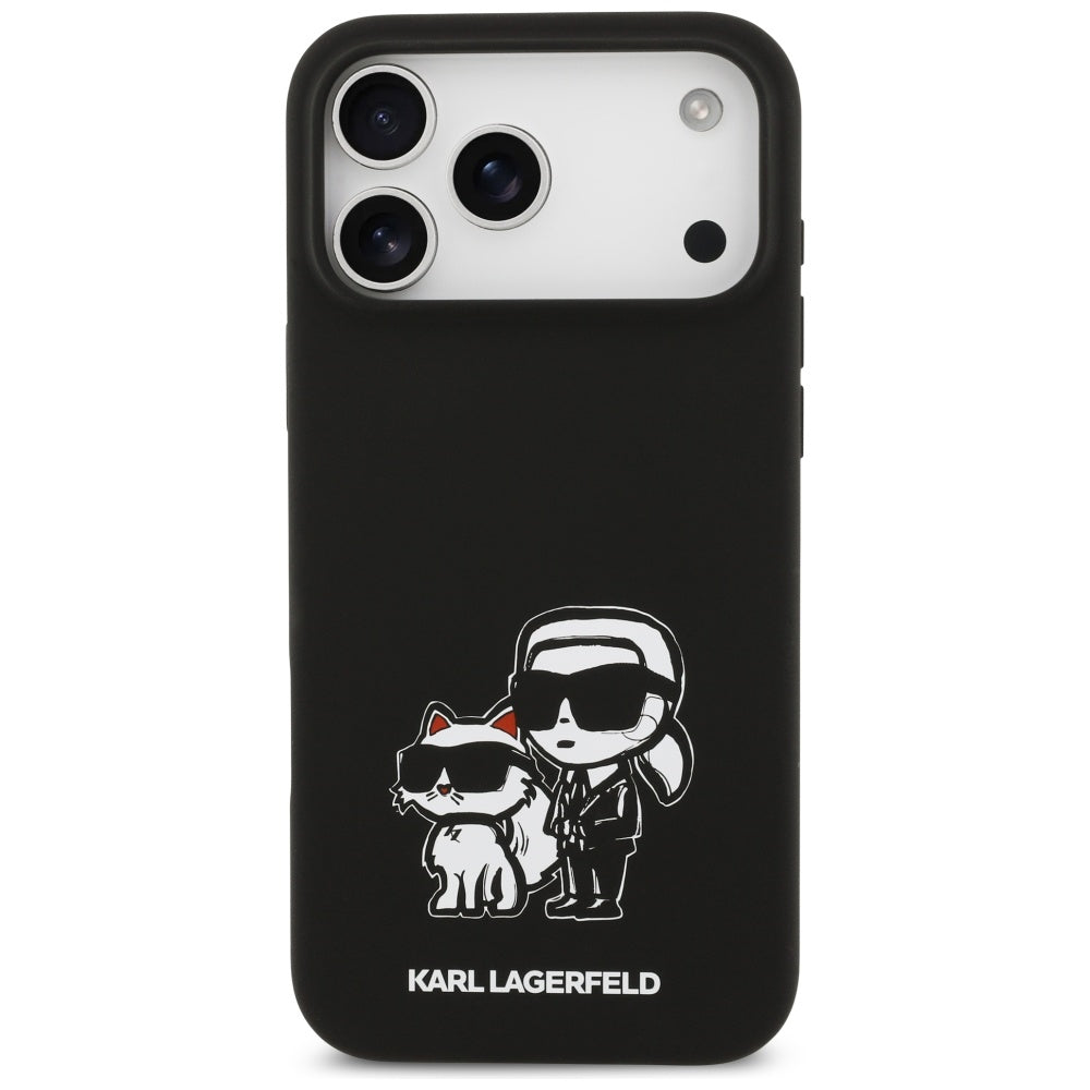 Tok Apple iPhone 17 Pro Max-hoz, Karl Lagerfeld, Sketch and Logo Karl & Choupette, Fekete