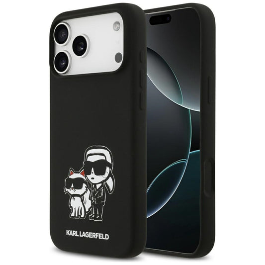 Tok Apple iPhone 17 Pro Max-hoz, Karl Lagerfeld, Sketch and Logo Karl & Choupette, Fekete