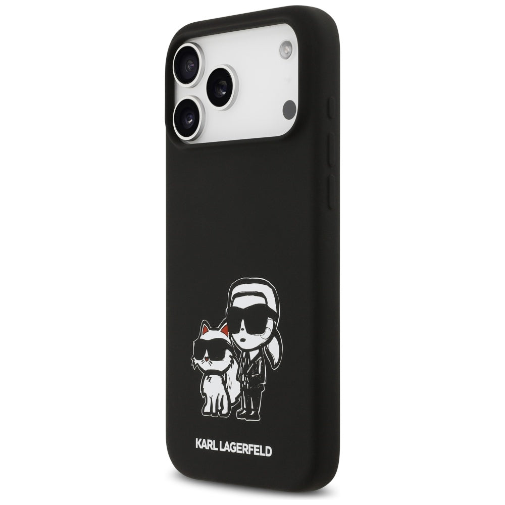 Tok Apple iPhone 17 Pro Max-hoz, Karl Lagerfeld, Sketch and Logo Karl & Choupette, Fekete