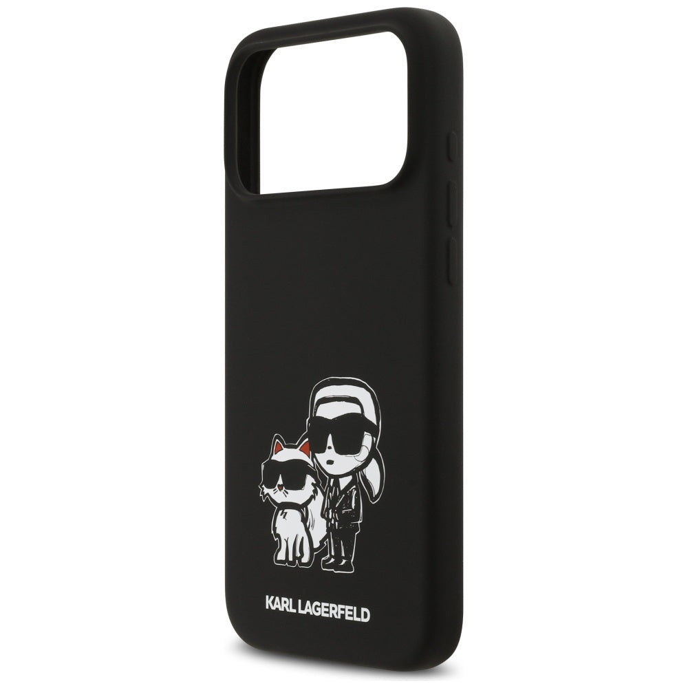 Tok Apple iPhone 17 Pro Max-hoz, Karl Lagerfeld, Sketch and Logo Karl & Choupette, Fekete