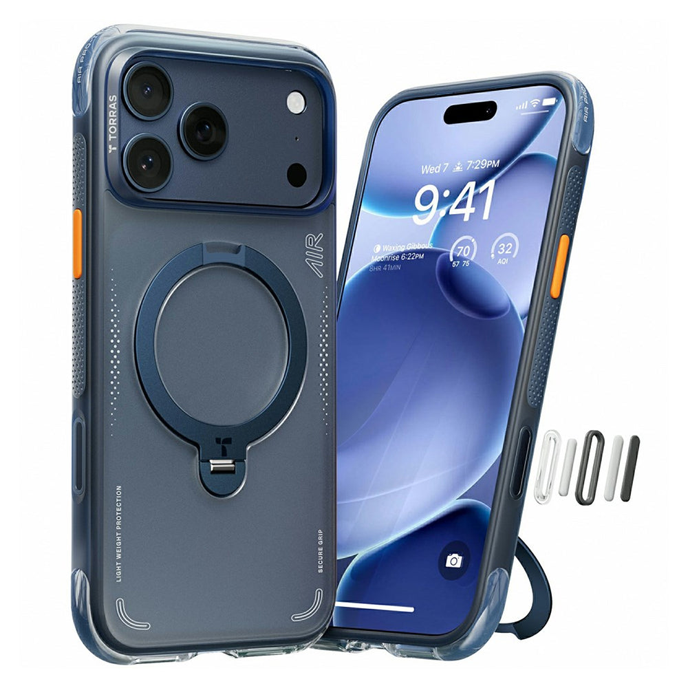 MagSafe tok Apple iPhone 17 Pro Max-hoz, Torras, Ostand Spin Air, Kék