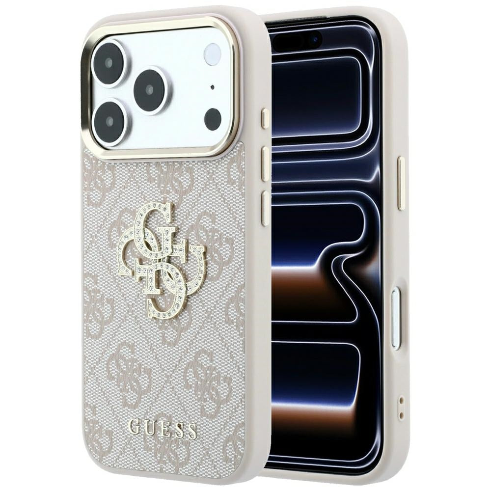 Tok Apple iPhone 18 Pro / 17 Pro-hoz, Guess, 4G Big Strass Logó, Rózsaszín