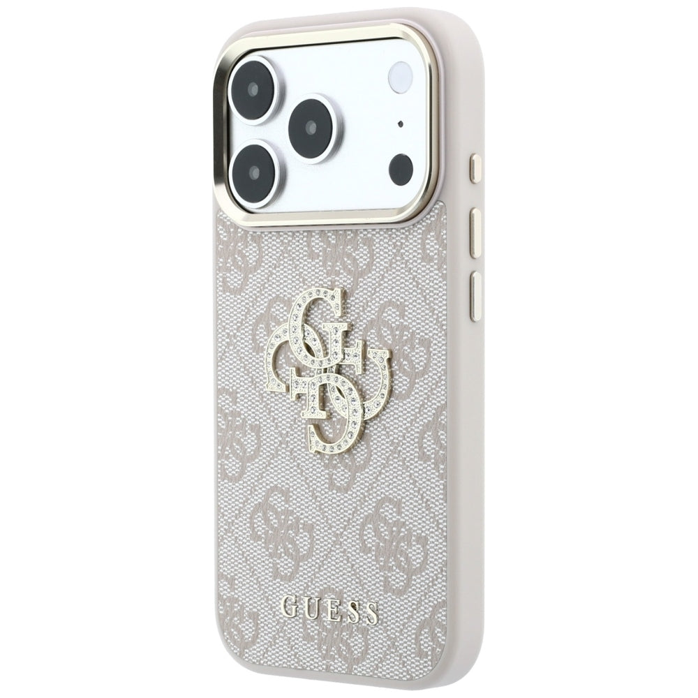 Tok Apple iPhone 18 Pro / 17 Pro-hoz, Guess, 4G Big Strass Logó, Rózsaszín