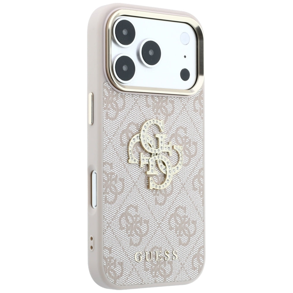 Tok Apple iPhone 18 Pro / 17 Pro-hoz, Guess, 4G Big Strass Logó, Rózsaszín