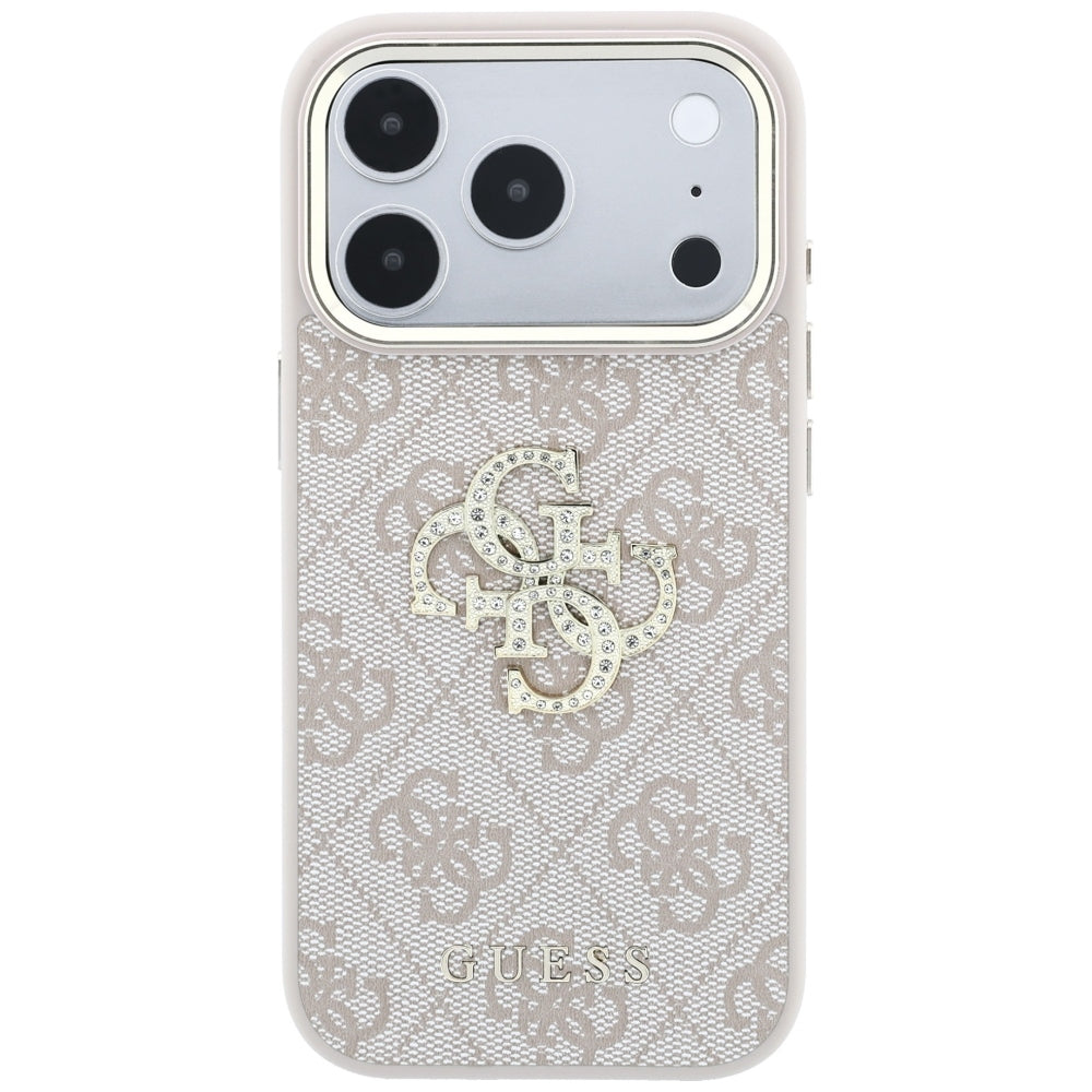 Tok Apple iPhone 18 Pro / 17 Pro-hoz, Guess, 4G Big Strass Logó, Rózsaszín