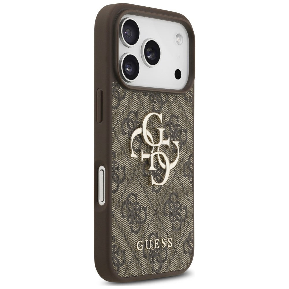 Tok Apple iPhone 18 Pro / 17 Pro-hoz, Guess, 4G Classic logóval és pánttal, barna
