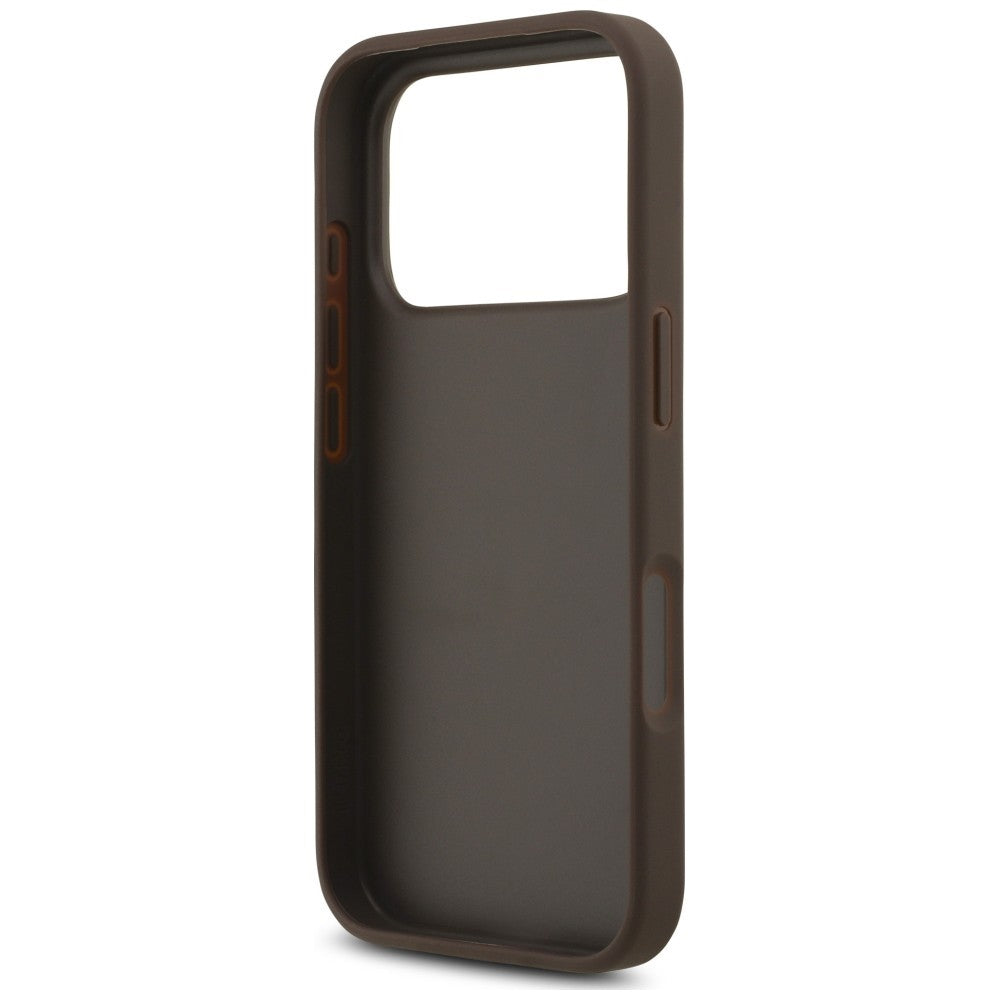 Tok Apple iPhone 18 Pro / 17 Pro-hoz, Guess, 4G Classic logóval és pánttal, barna