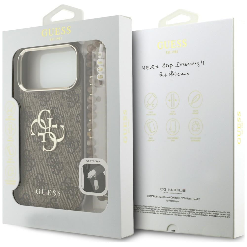 Tok Apple iPhone 18 Pro / 17 Pro készülékhez, Guess, 4G Classic Logo with Strap, aranybarna
