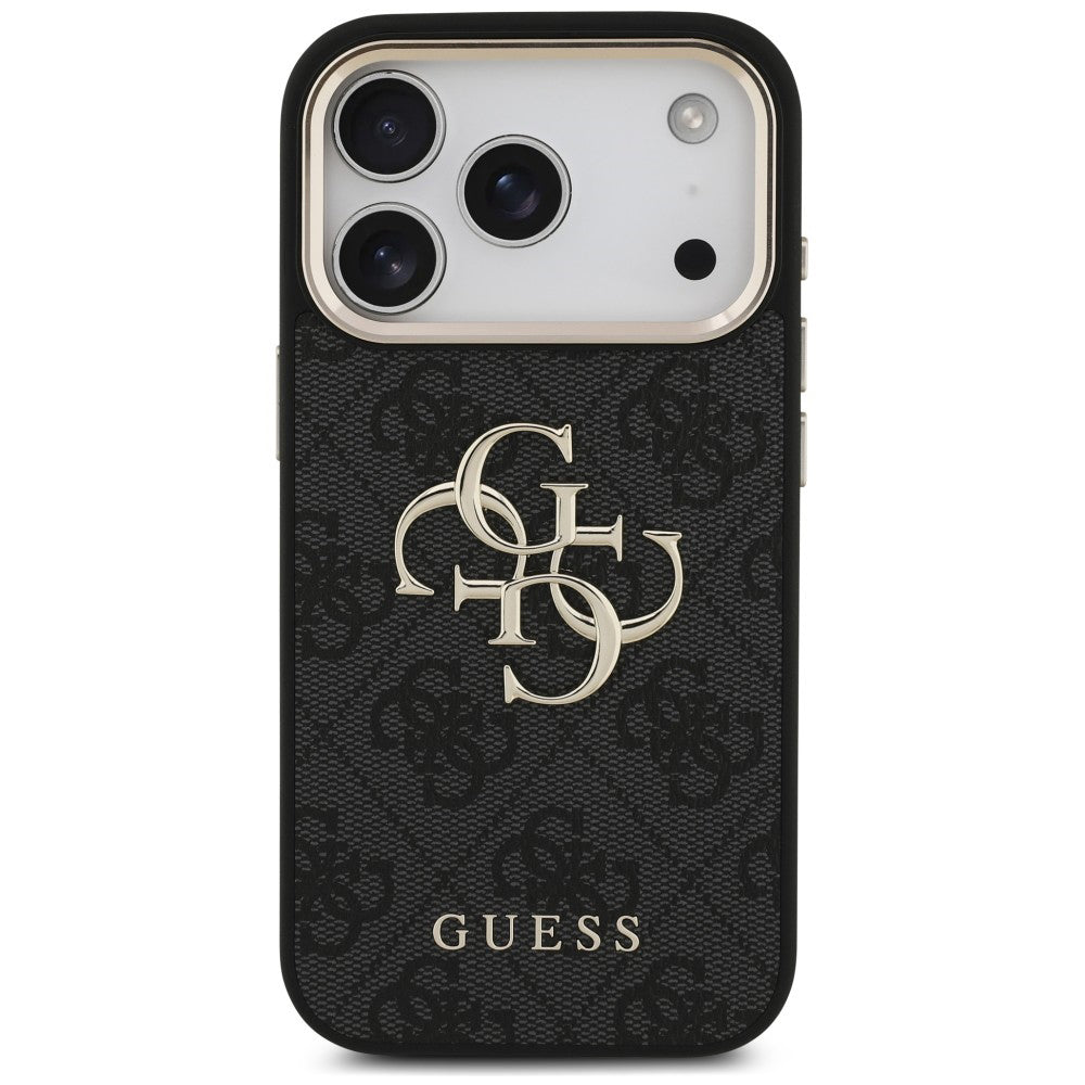 Tok Apple iPhone 18 Pro / 17 Pro-hoz, Guess, 4G Classic logóval és pánttal, Fekete Arany