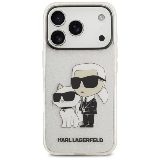 Tok Apple iPhone 18 Pro / 17 Pro készülékhez, Karl Lagerfeld, IML Glitter Karl and Choupette NFT, átlátszó