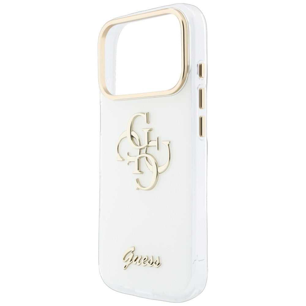 Tok Apple iPhone 18 Pro-hoz, Guess, IML 4G Metal Script, Fehér
