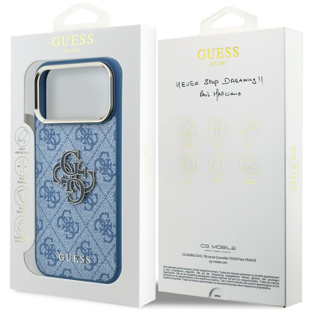 Case for Apple iPhone 18 Pro Max / 17 Pro Max, Guess, 4G Big Resin Logo, Blue