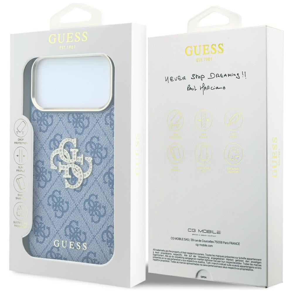 Tok Apple iPhone 18 Pro Max / 17 Pro Max, Guess, 4G Big Strass Logo, Kék