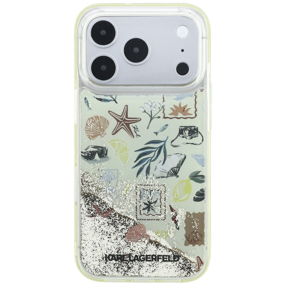 Tok Apple iPhone 18 Pro Max / 17 Pro Max készülékhez, Karl Lagerfeld, Liquid Glitter Beach and Sand, bézs