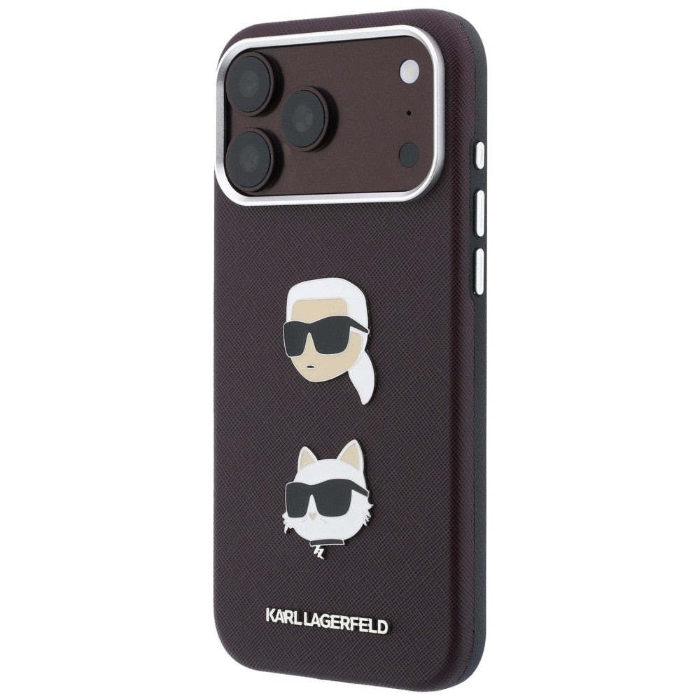 Tok Apple iPhone 18 Pro Max / 17 Pro Max készülékhez, Karl Lagerfeld, Saffiano Crossbody Karl & Choupette Head's Pins Logo, bordó