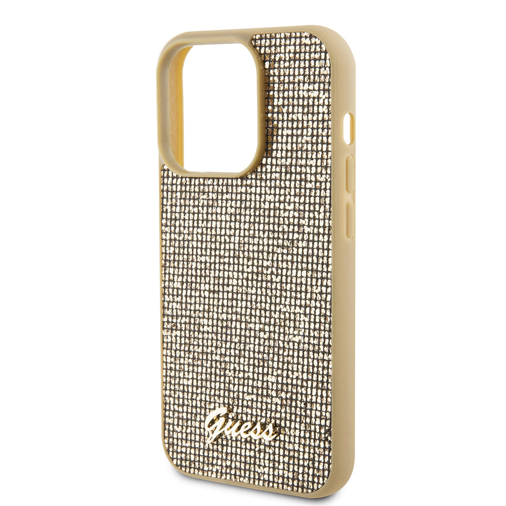 Tok Apple iPhone 15 Pro-hoz, Guess, PU Square Mirror Script Logo, Arany GUHCP15LPMSDGSD