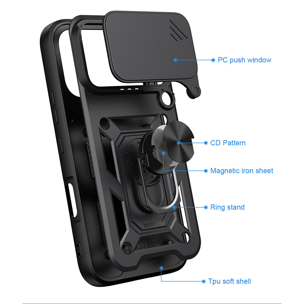 Case for Honor 600 Pro / 600, Techsuit, CamShield, Black
