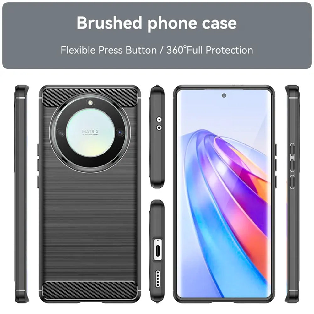 Tok Honor Magic5 Lite-hez, Techsuit, karbon, fekete