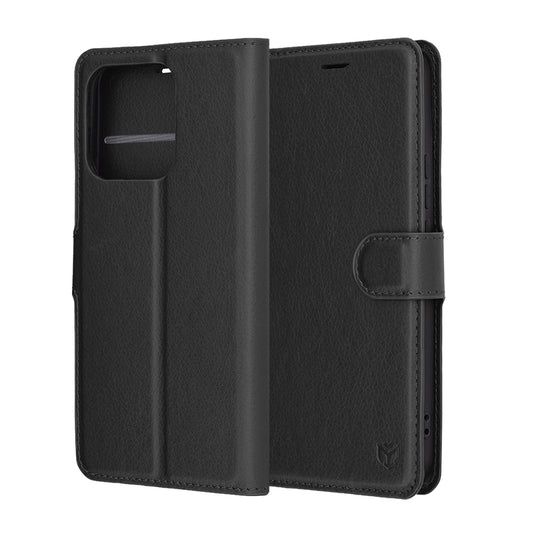 Honor X8c tok, Techsuit, bőr folio, fekete