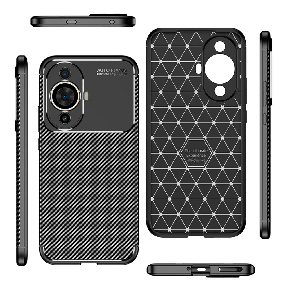 Tok Huawei nova 12s / nova 11-hez, Techsuit, CarbonFiber, Fekete
