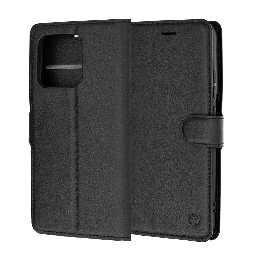 Tok a Motorola Edge 70 Pro-hoz, Techsuit, bőr folio, fekete