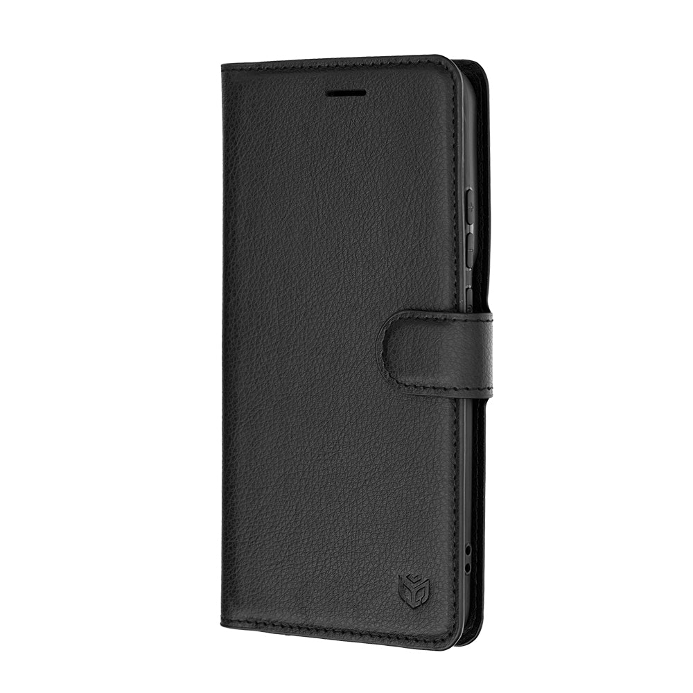 Tok a Motorola Edge 70 Pro-hoz, Techsuit, bőr folio, fekete