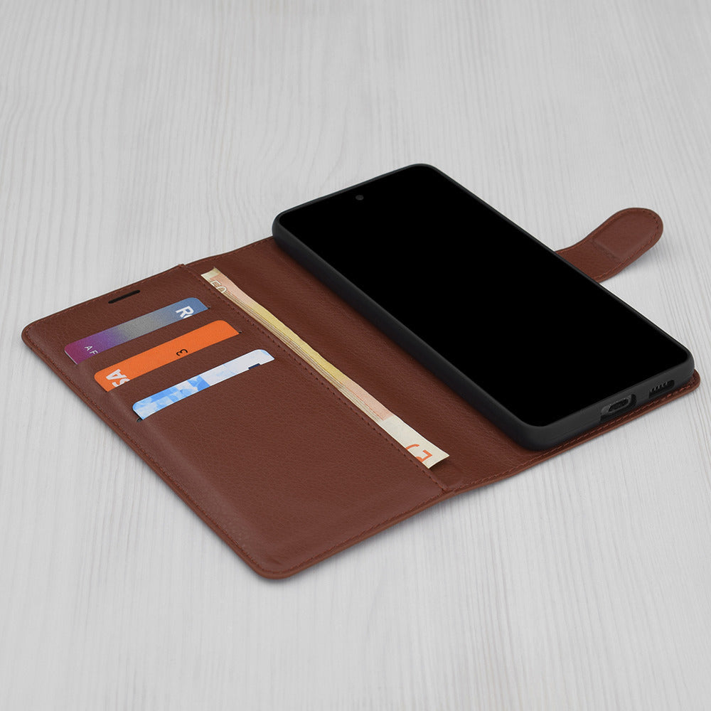 Tok a Oppo Reno14-hez, Techsuit, Bőr Folio, Barna