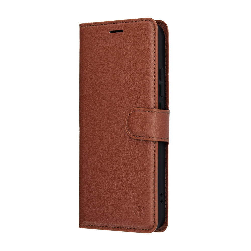 Tok a Oppo Reno14-hez, Techsuit, Bőr Folio, Barna