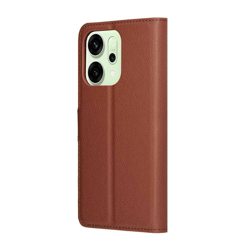 Tok a Oppo Reno14-hez, Techsuit, Bőr Folio, Barna
