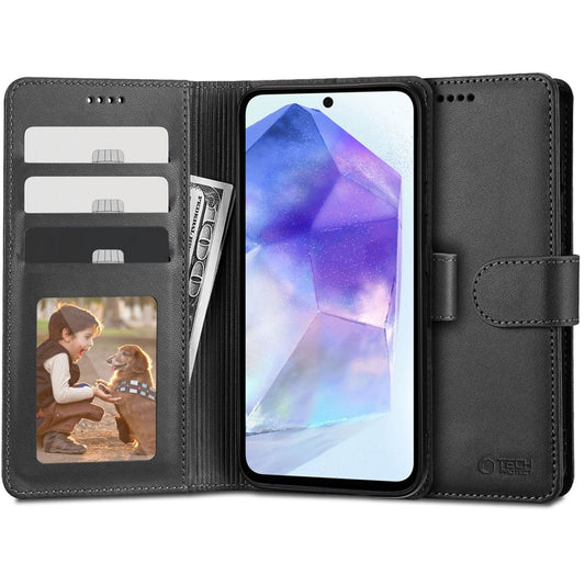 tok Samsung Galaxy A55 5G A556, Tech-Protect, pénztárca, Fekete