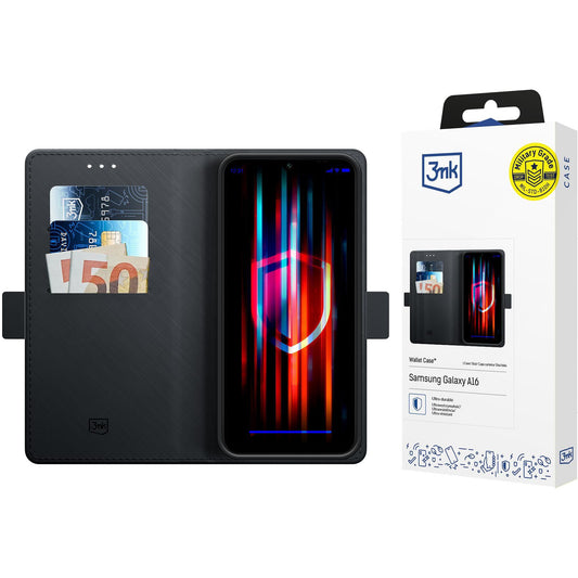 tok Samsung Galaxy A16 5G A166 / A16 4G A165, 3MK, pénztárca, Fekete