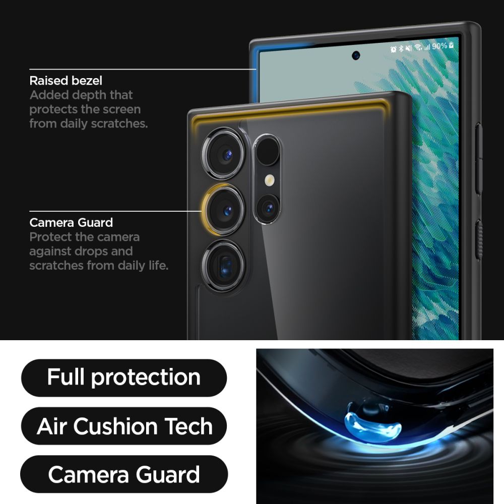 Tok Samsung Galaxy S24 Ultra S928-hoz, Spigen, Ultra Hybrid, Matt Fekete