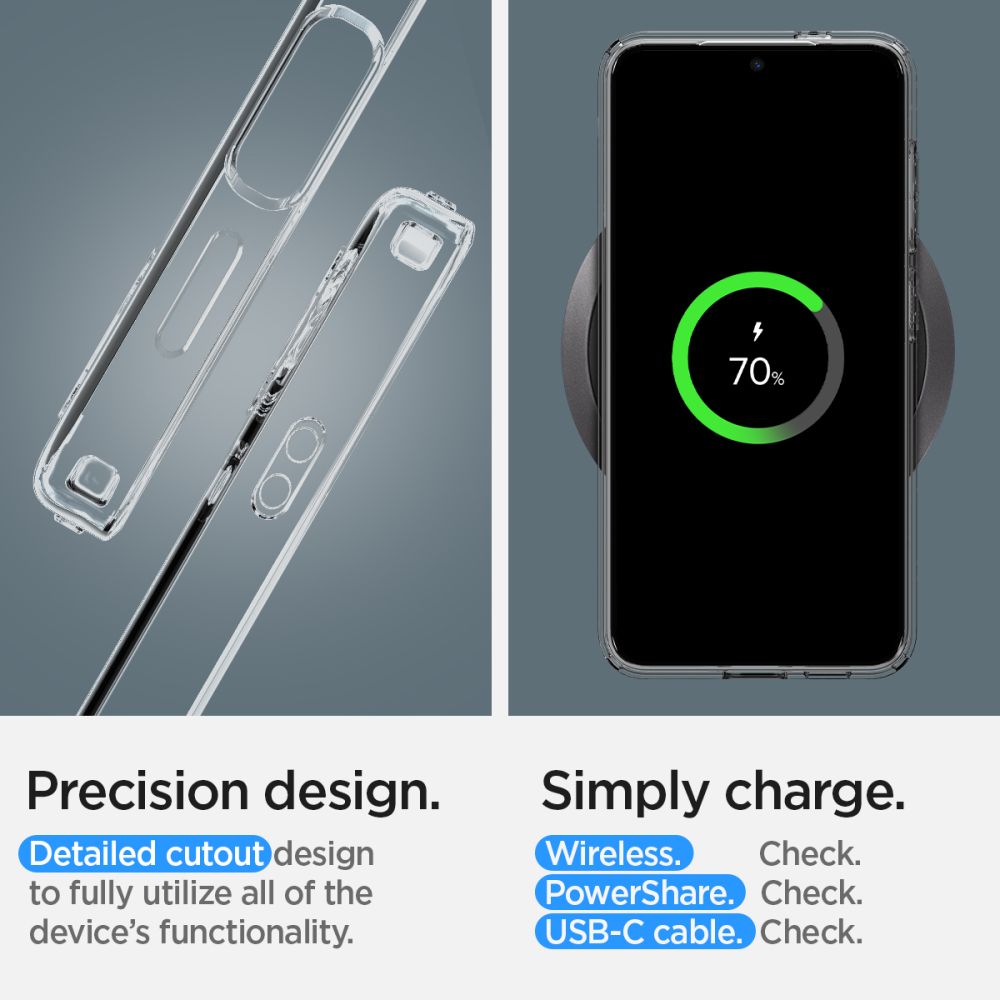 Tok Samsung Galaxy S24 S921-hez, Spigen, Liquid Crystal, Átlátszó ACS07343