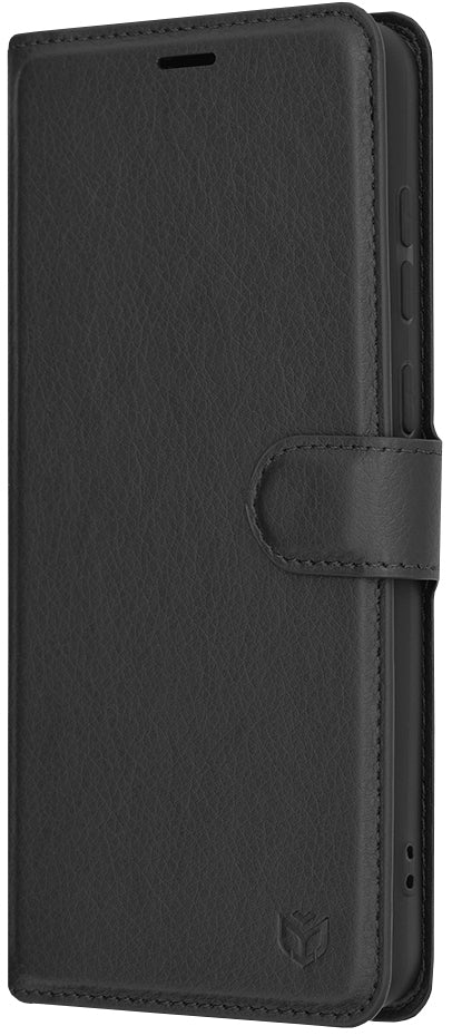 Tok Samsung Galaxy A05 A055-hez, Techsuit, bőr folio, fekete