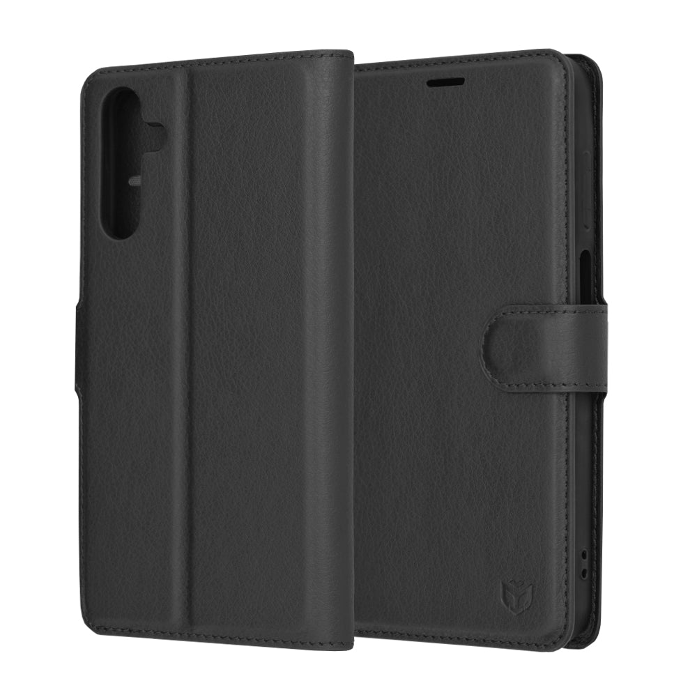 Tok Samsung Galaxy A15 5G A156 / A15 A155 készülékhez, Techsuit, bőr folio, fekete